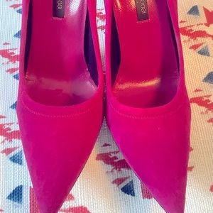 Sergio Rossi Fuchsia Suede Pump W/ Silver Metal Heel